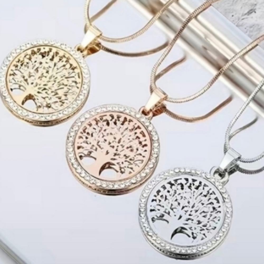 Tree of Life Crystal Earrings SILVER stainless steel Hypoallergenic Earwire NEW - Picture 3 of 6